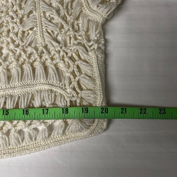 Vivid Collection Crochet Macrame Top Knit Cutout in Cream Women's - Picture 8 of 9